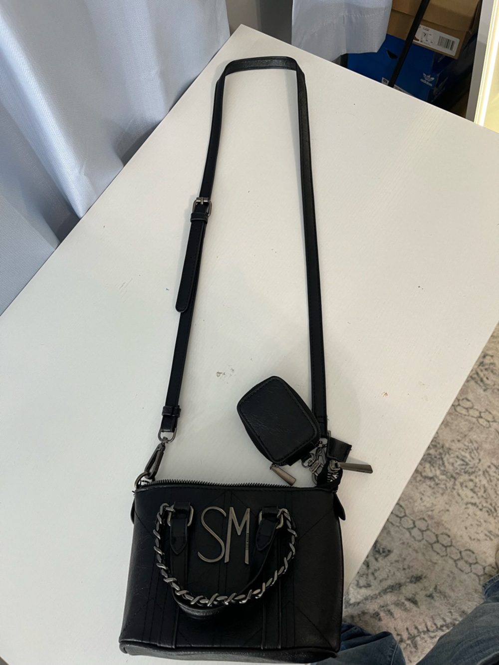 Steve Madden Black Mini Crossbody Bag with Chain Detail